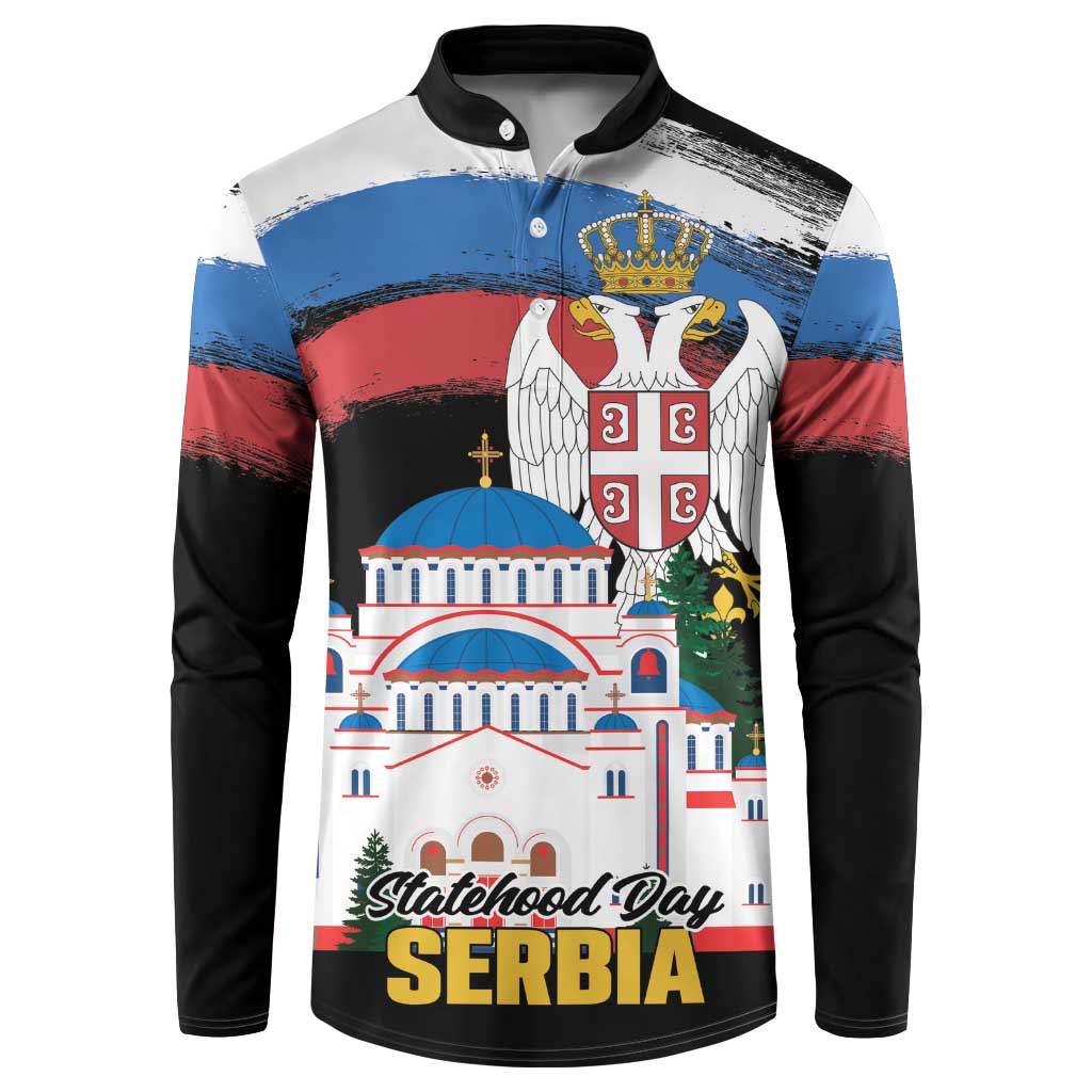 Serbia Statehood Day Button Sweatshirt Saint Sava with Serbian Eagle