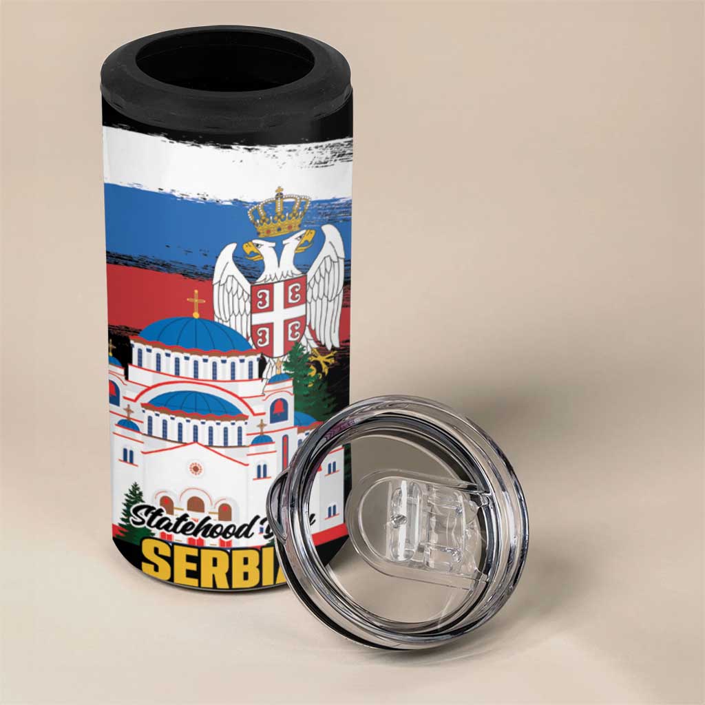 Serbia Statehood Day 4 in 1 Can Cooler Tumbler Saint Sava with Serbian Eagle