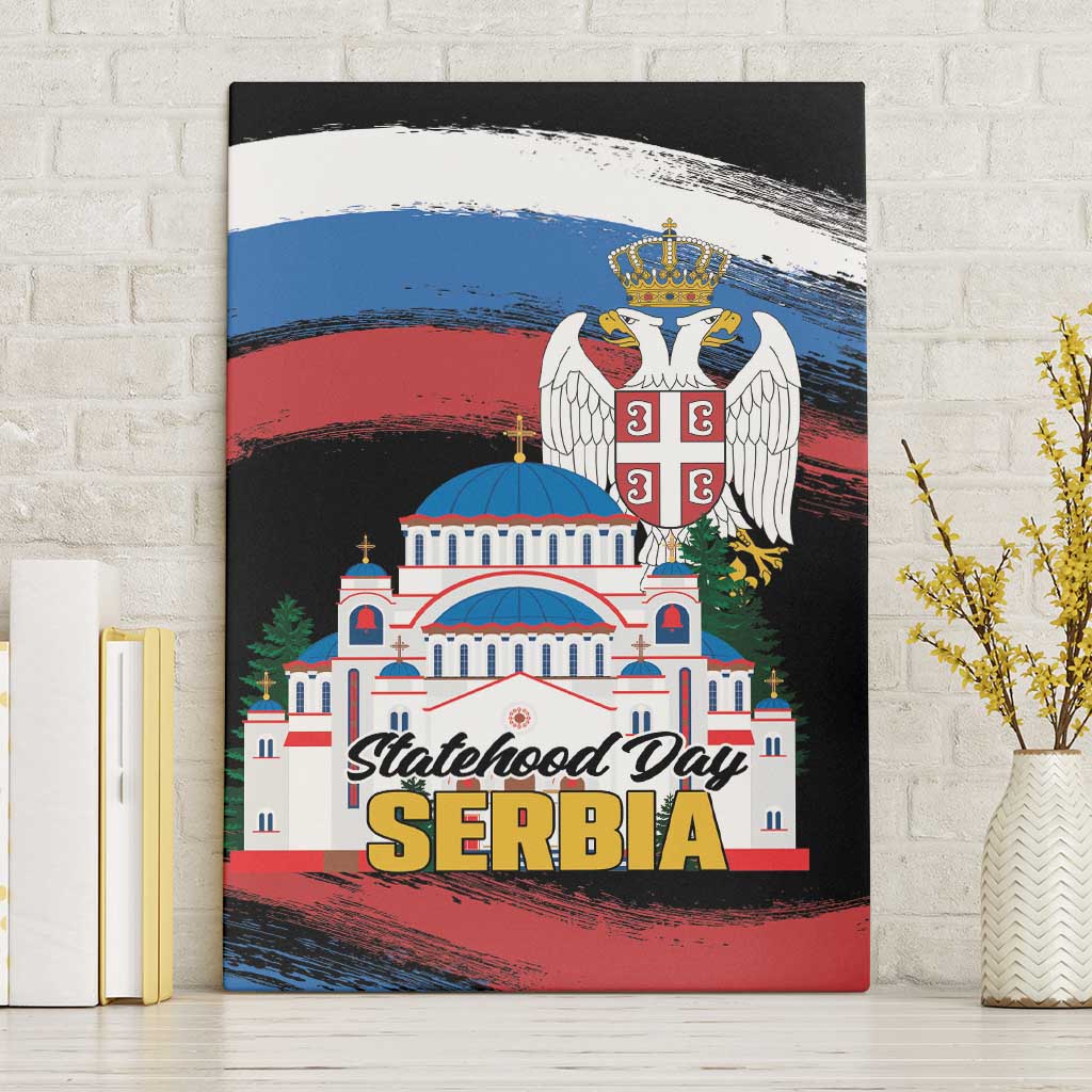 Serbia Statehood Day Canvas Wall Art Saint Sava with Serbian Eagle