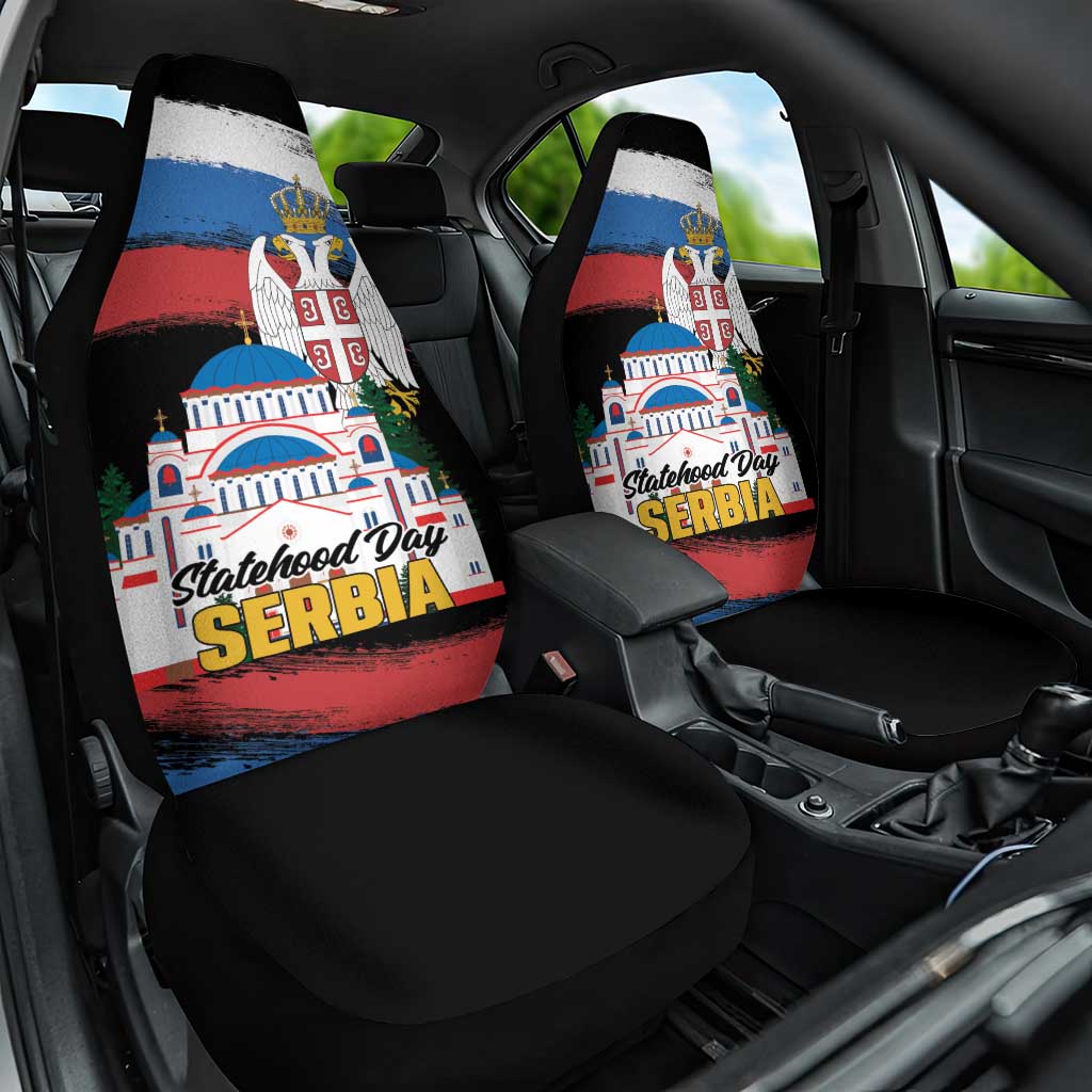 Serbia Statehood Day Car Seat Cover Saint Sava with Serbian Eagle