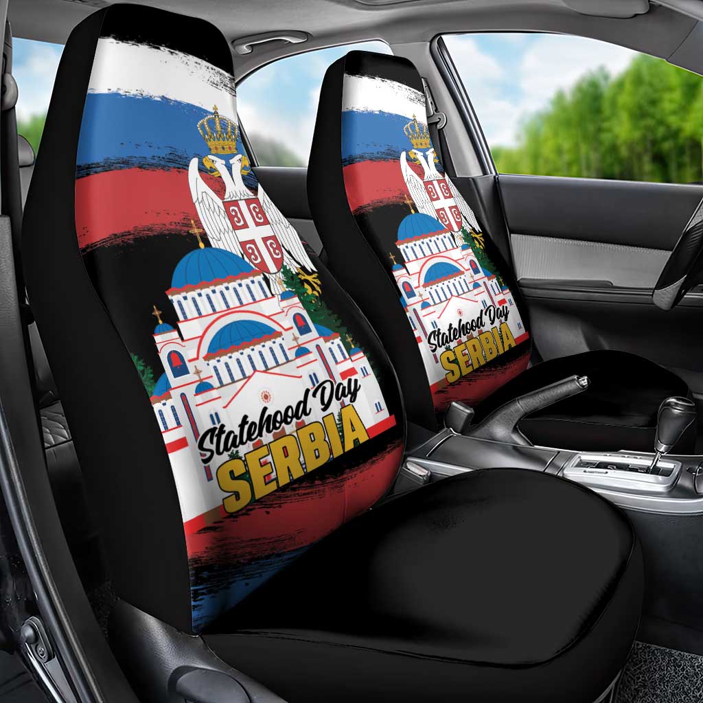 Serbia Statehood Day Car Seat Cover Saint Sava with Serbian Eagle