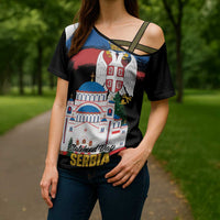 Serbia Statehood Day Cross Shoulder Shirt Saint Sava with Serbian Eagle
