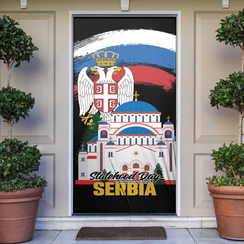 Serbia Statehood Day Door Cover Saint Sava with Serbian Eagle