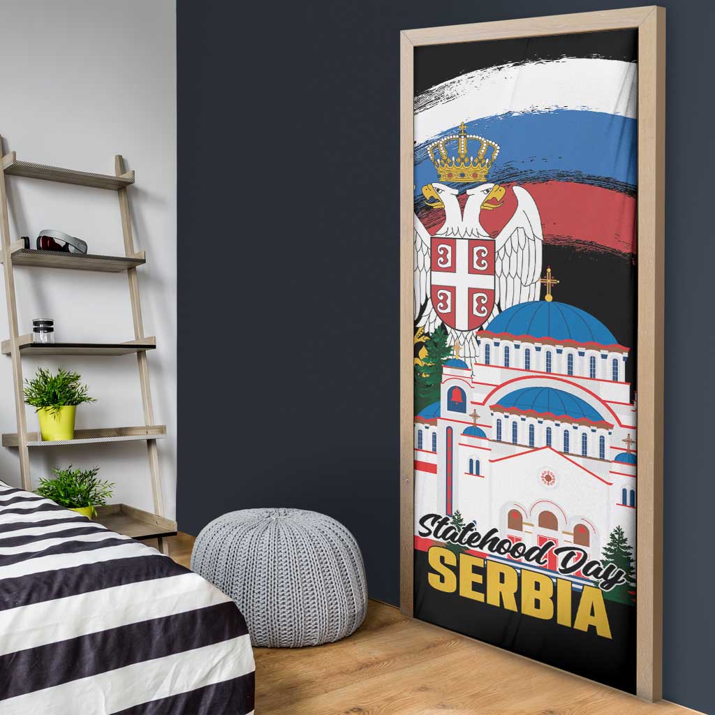 Serbia Statehood Day Door Cover Saint Sava with Serbian Eagle