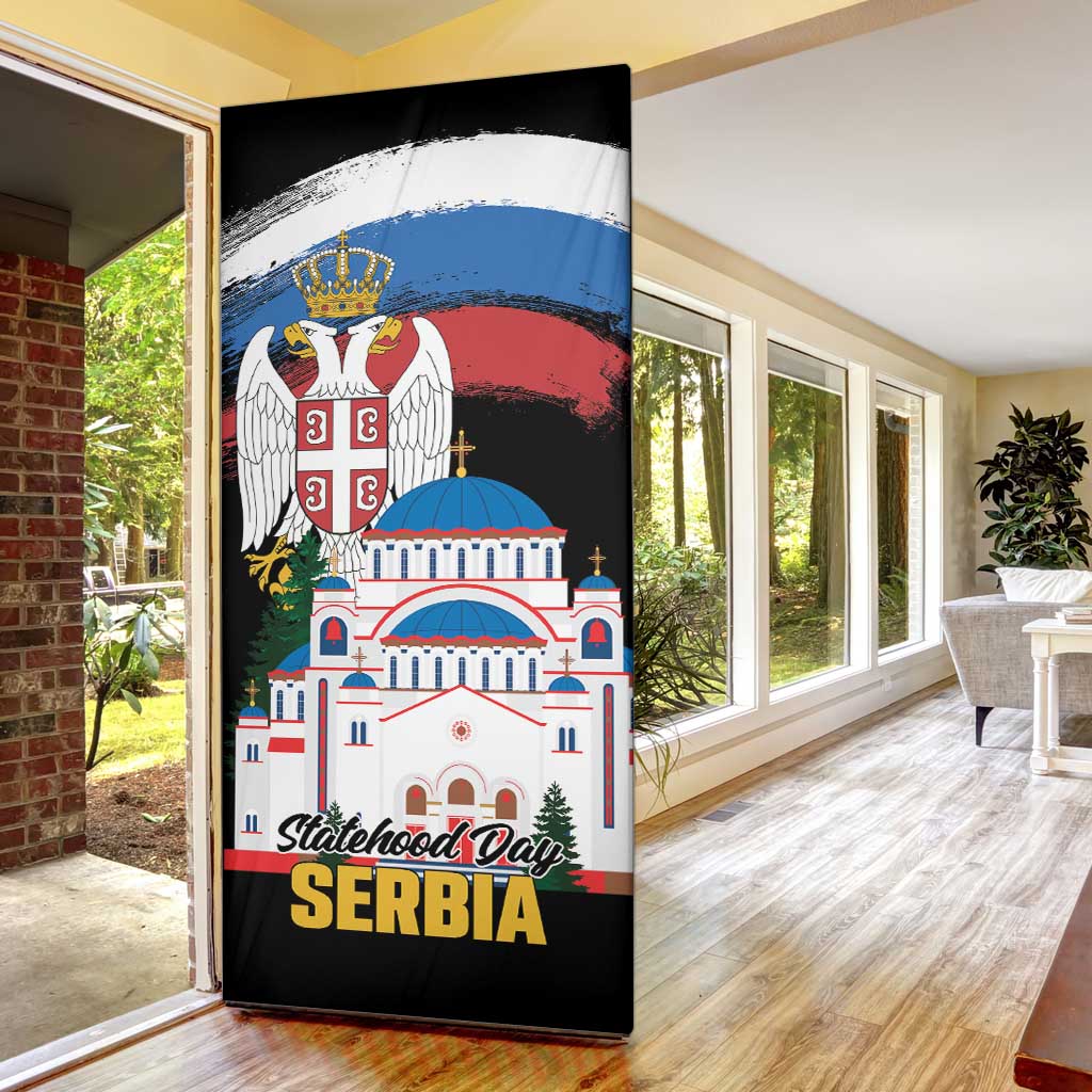 Serbia Statehood Day Door Cover Saint Sava with Serbian Eagle