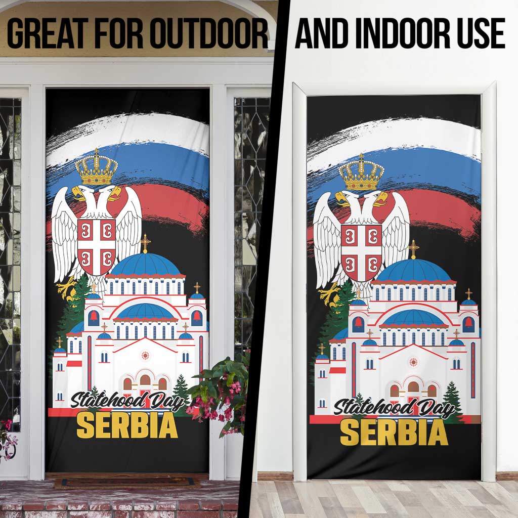 Serbia Statehood Day Door Cover Saint Sava with Serbian Eagle