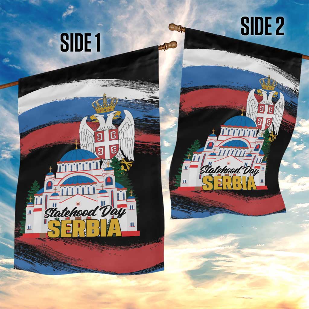 Serbia Statehood Day Garden Flag Saint Sava with Serbian Eagle
