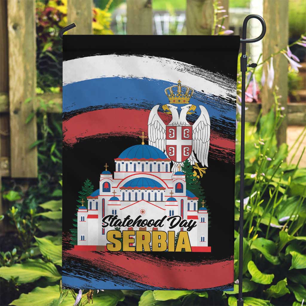 Serbia Statehood Day Garden Flag Saint Sava with Serbian Eagle