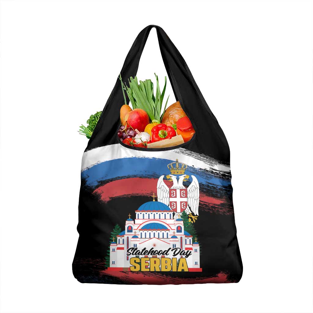 Serbia Statehood Day Grocery Bag Saint Sava with Serbian Eagle