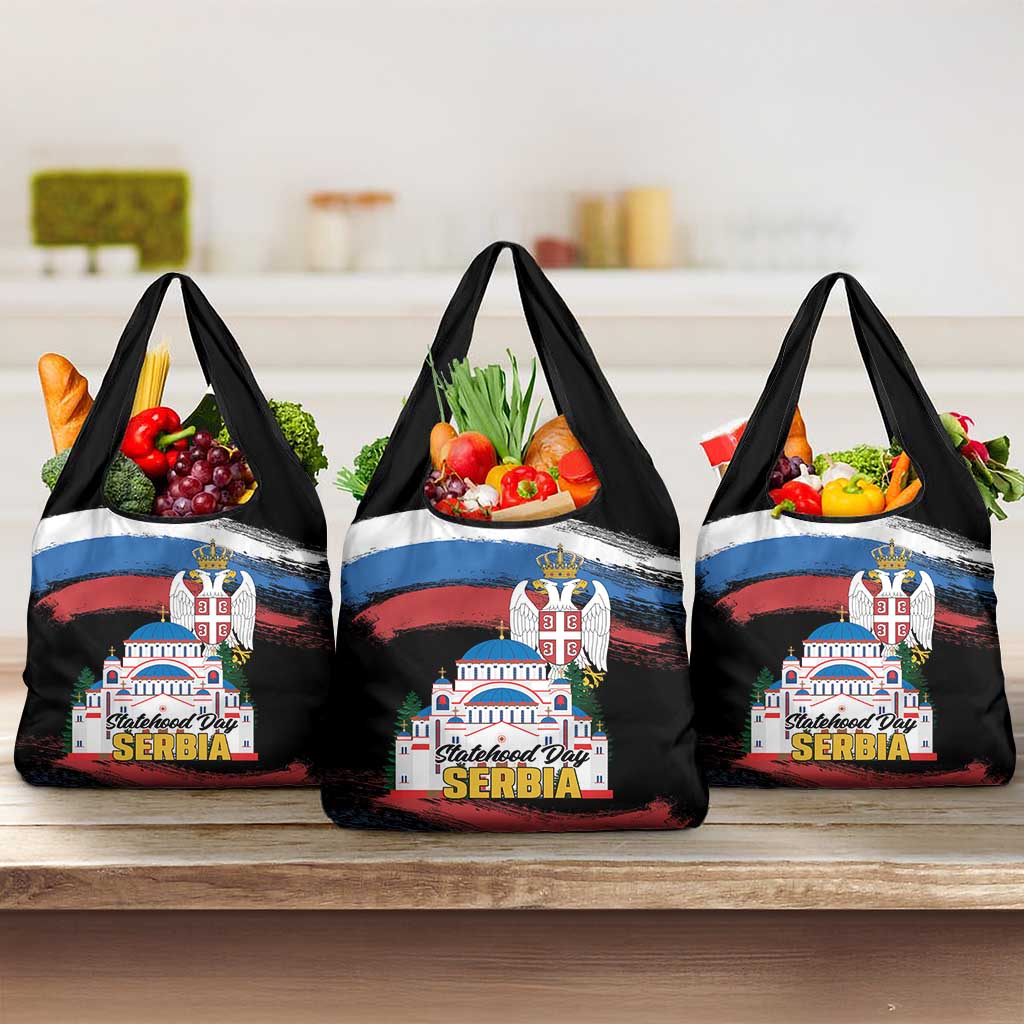 Serbia Statehood Day Grocery Bag Saint Sava with Serbian Eagle