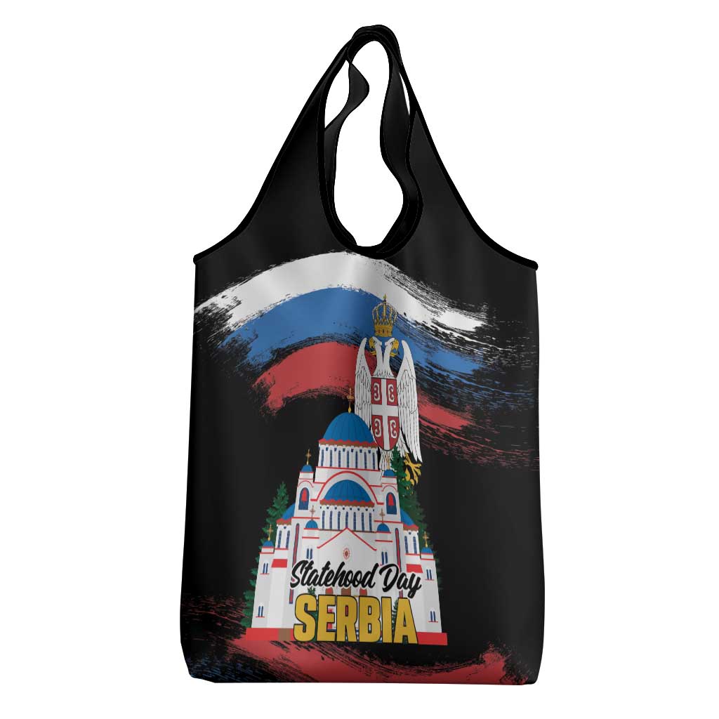 Serbia Statehood Day Grocery Bag Saint Sava with Serbian Eagle