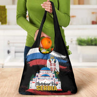 Serbia Statehood Day Grocery Bag Saint Sava with Serbian Eagle
