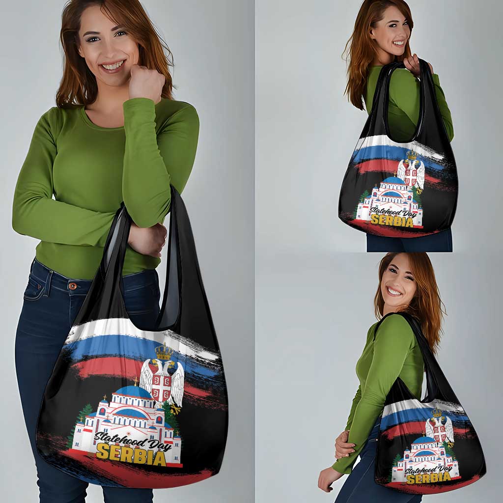 Serbia Statehood Day Grocery Bag Saint Sava with Serbian Eagle