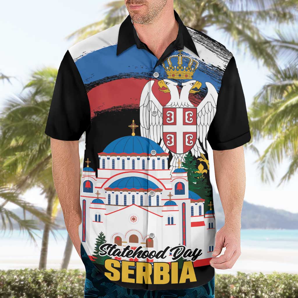Serbia Statehood Day Hawaiian Shirt Saint Sava with Serbian Eagle