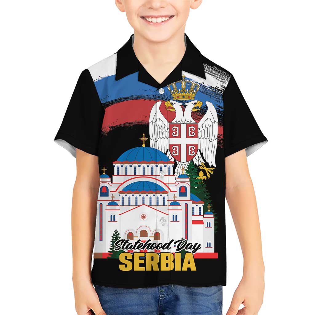 Serbia Statehood Day Hawaiian Shirt Saint Sava with Serbian Eagle