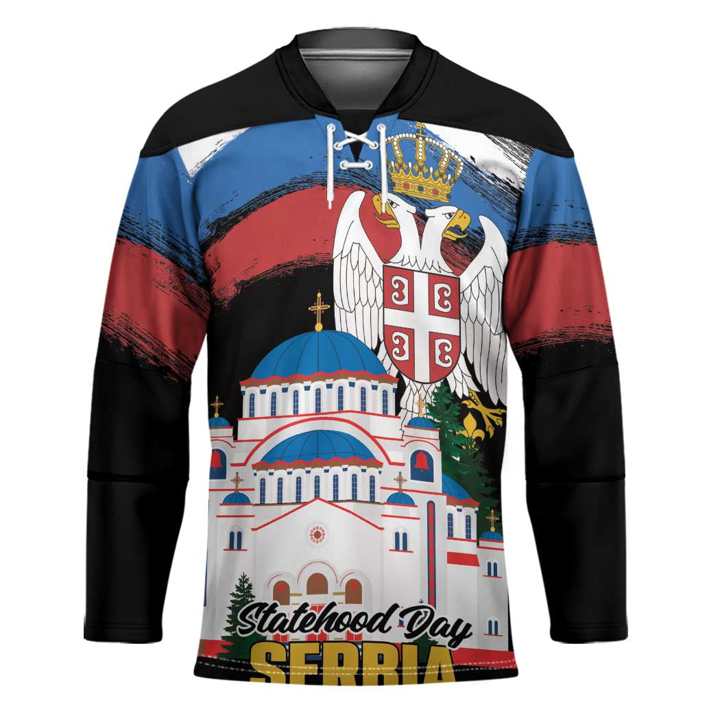 Serbia Statehood Day Hockey Jersey Saint Sava with Serbian Eagle
