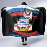 Serbia Statehood Day Hooded Blanket Saint Sava with Serbian Eagle