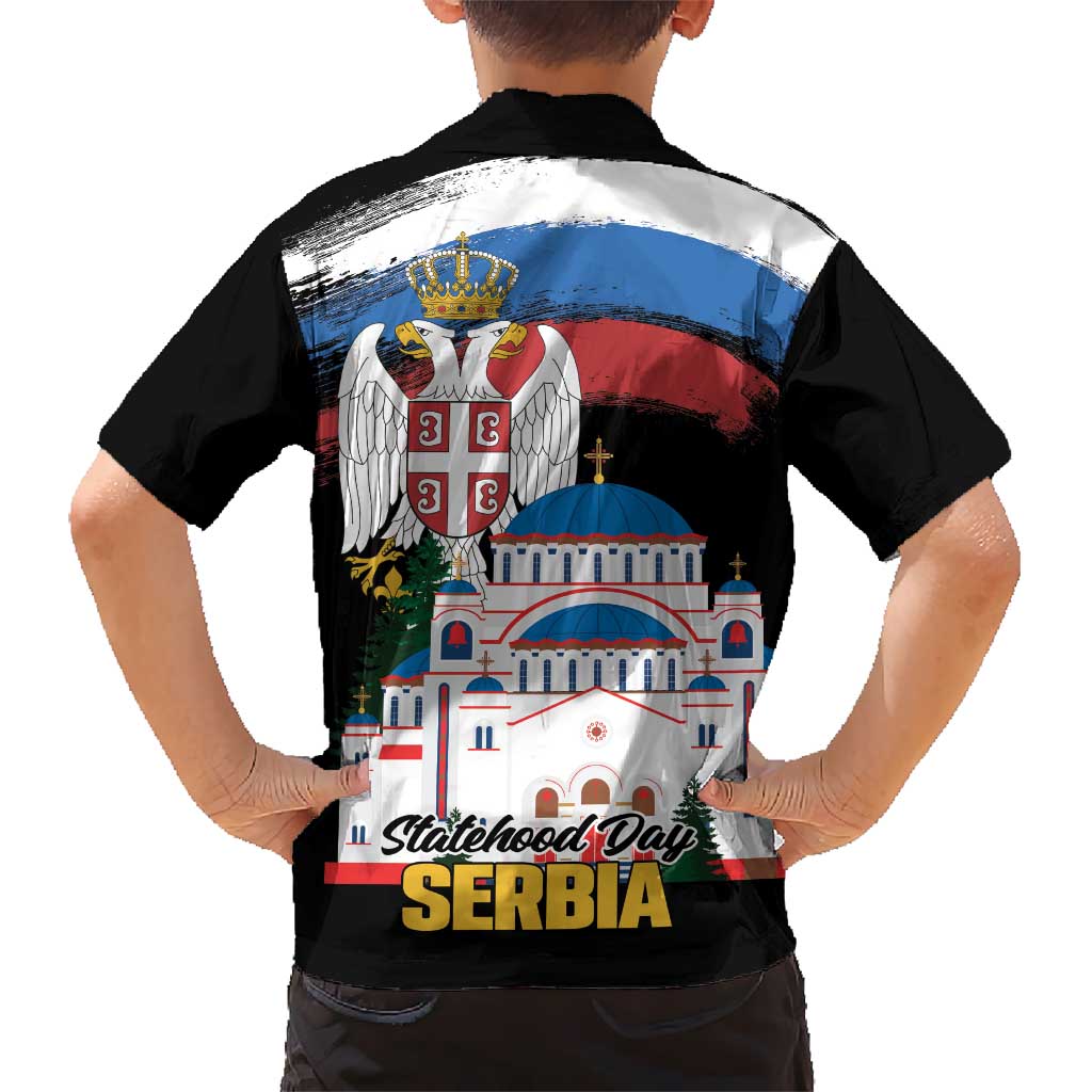 Serbia Statehood Day Kid Hawaiian Shirt Saint Sava with Serbian Eagle