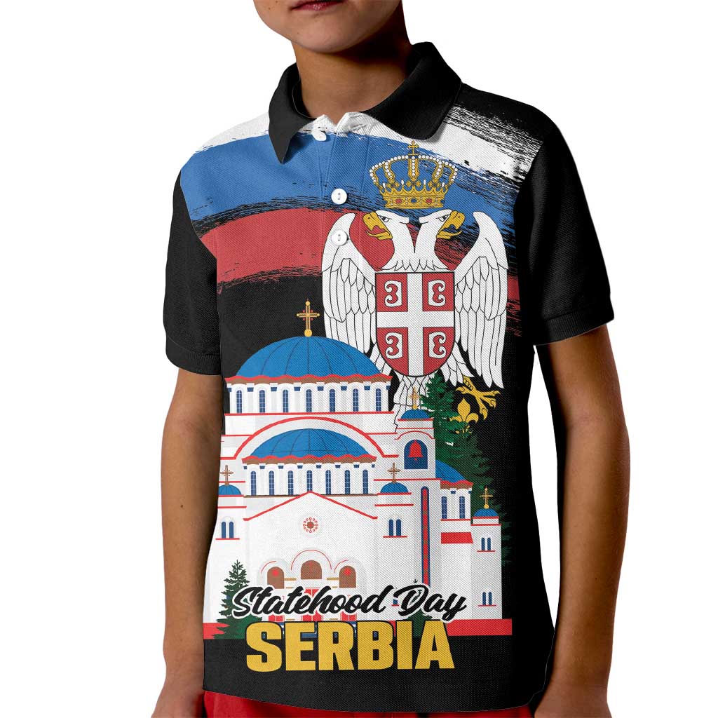 Serbia Statehood Day Kid Polo Shirt Saint Sava with Serbian Eagle