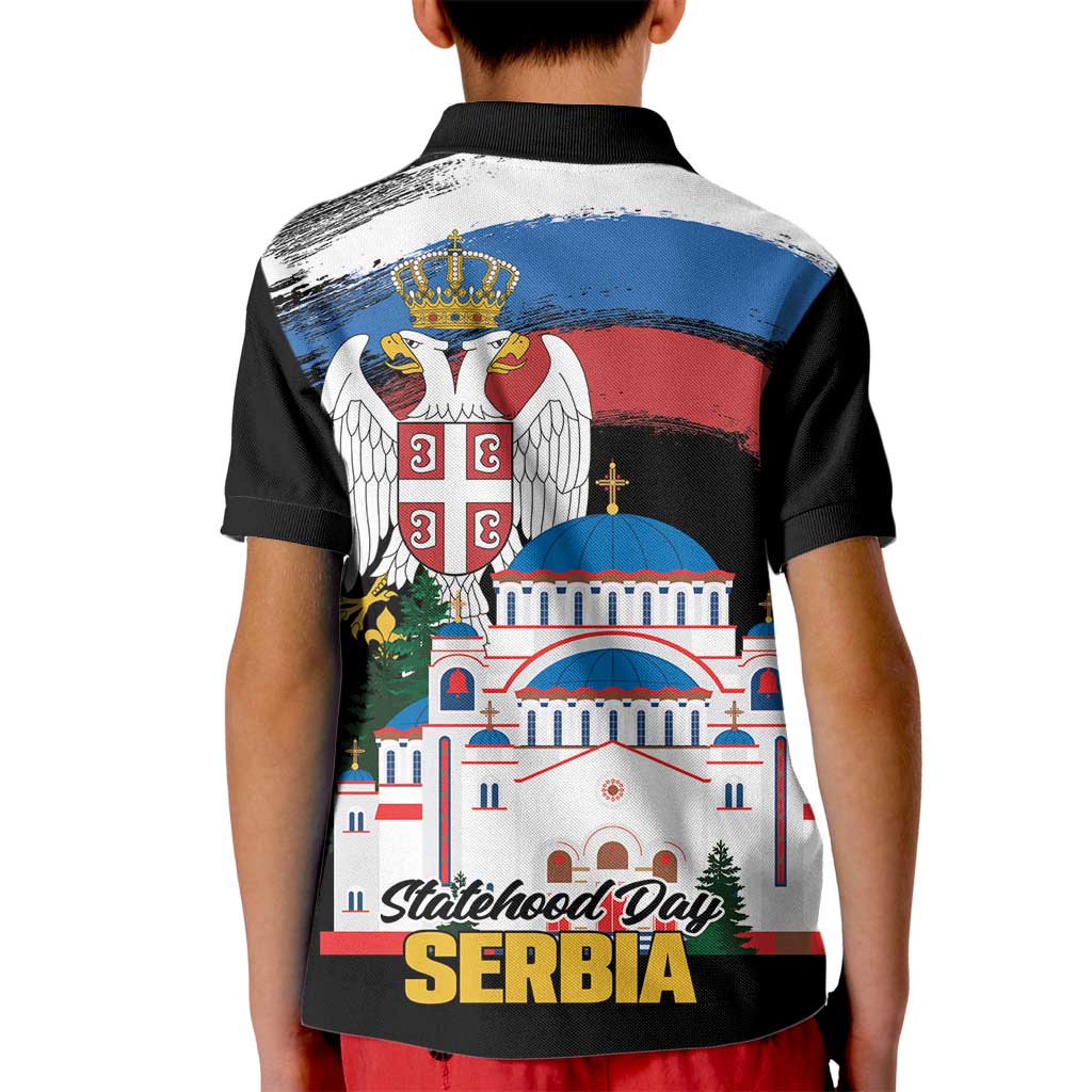 Serbia Statehood Day Kid Polo Shirt Saint Sava with Serbian Eagle