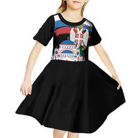 Serbia Statehood Day Kid Short Sleeve Dress Saint Sava with Serbian Eagle