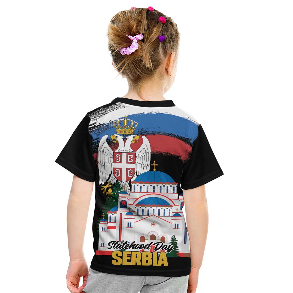 Serbia Statehood Day Kid T Shirt Saint Sava with Serbian Eagle