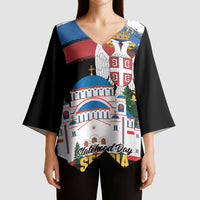 Serbia Statehood Day Kimono Sleeve Blouse Saint Sava with Serbian Eagle