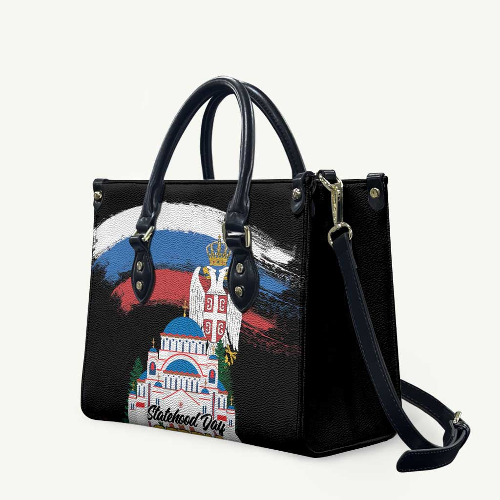 Serbia Statehood Day Leather Bag Saint Sava with Serbian Eagle