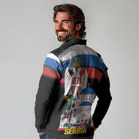 Serbia Statehood Day Long Sleeve Polo Shirt Saint Sava with Serbian Eagle