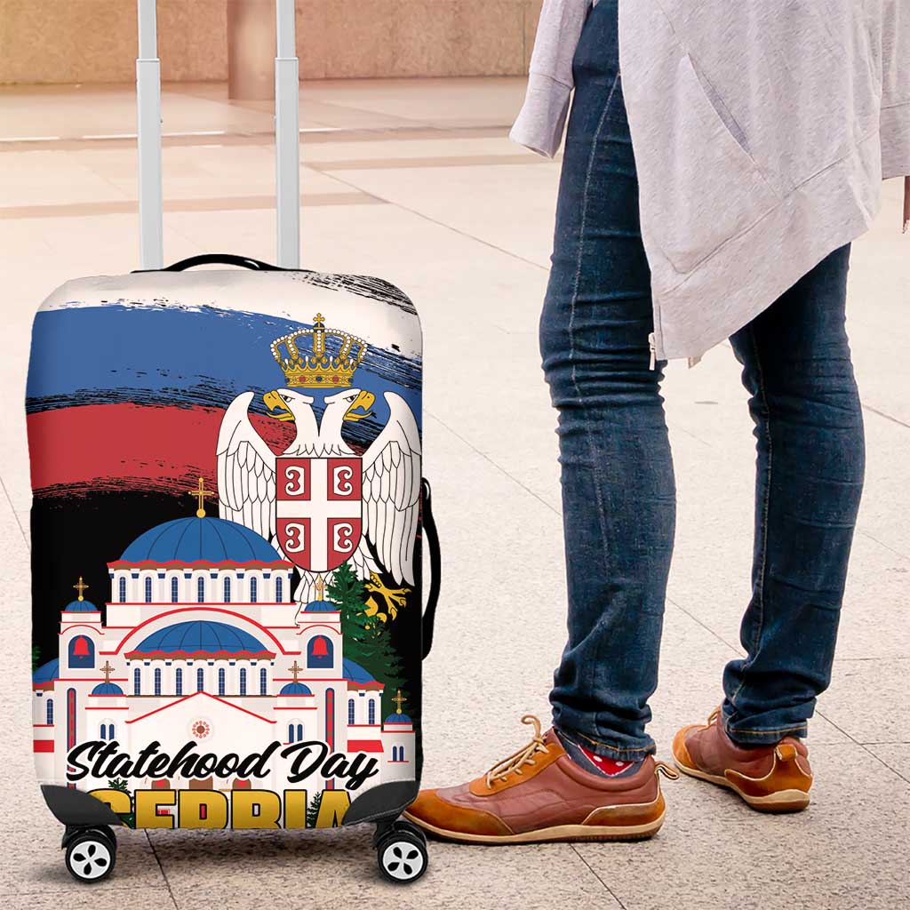 Serbia Statehood Day Luggage Cover Saint Sava with Serbian Eagle