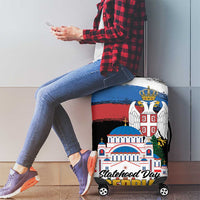 Serbia Statehood Day Luggage Cover Saint Sava with Serbian Eagle