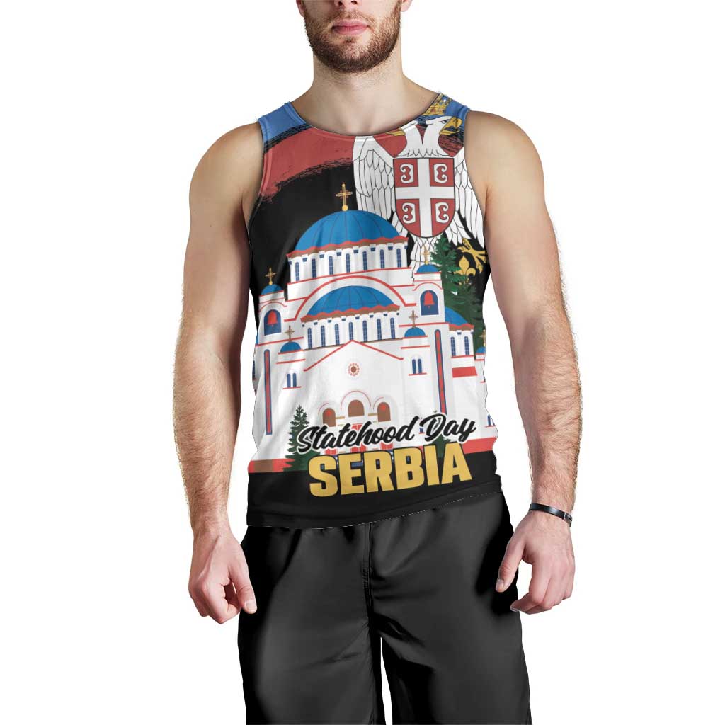 Serbia Statehood Day Men Tank Top Saint Sava with Serbian Eagle