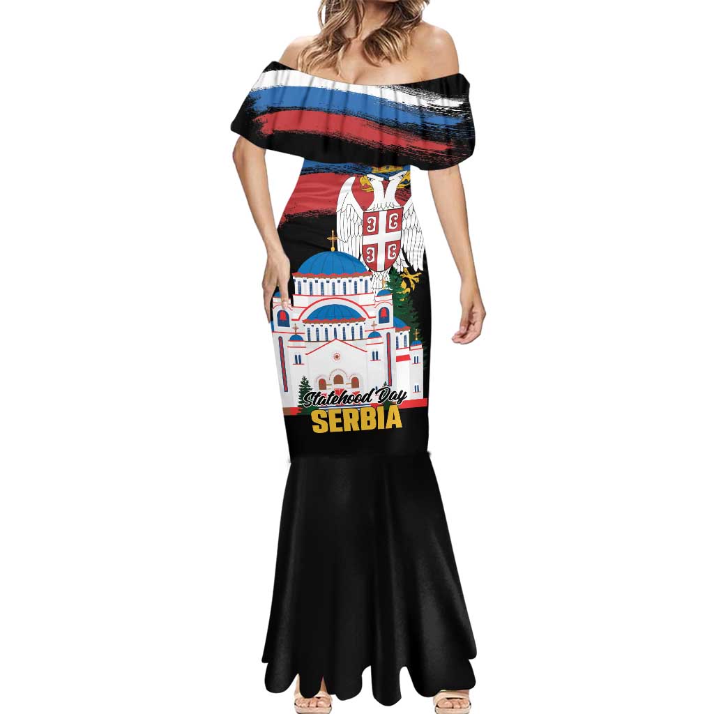 Serbia Statehood Day Mermaid Dress Saint Sava with Serbian Eagle