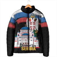 Serbia Statehood Day Padded Jacket Saint Sava with Serbian Eagle