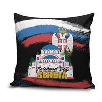 Serbia Statehood Day Pillow Cover Saint Sava with Serbian Eagle