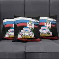 Serbia Statehood Day Pillow Cover Saint Sava with Serbian Eagle
