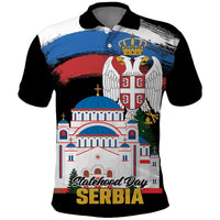 Serbia Statehood Day Polo Shirt Saint Sava with Serbian Eagle