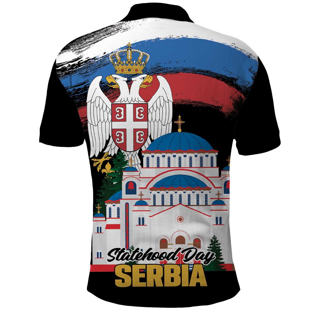 Serbia Statehood Day Polo Shirt Saint Sava with Serbian Eagle