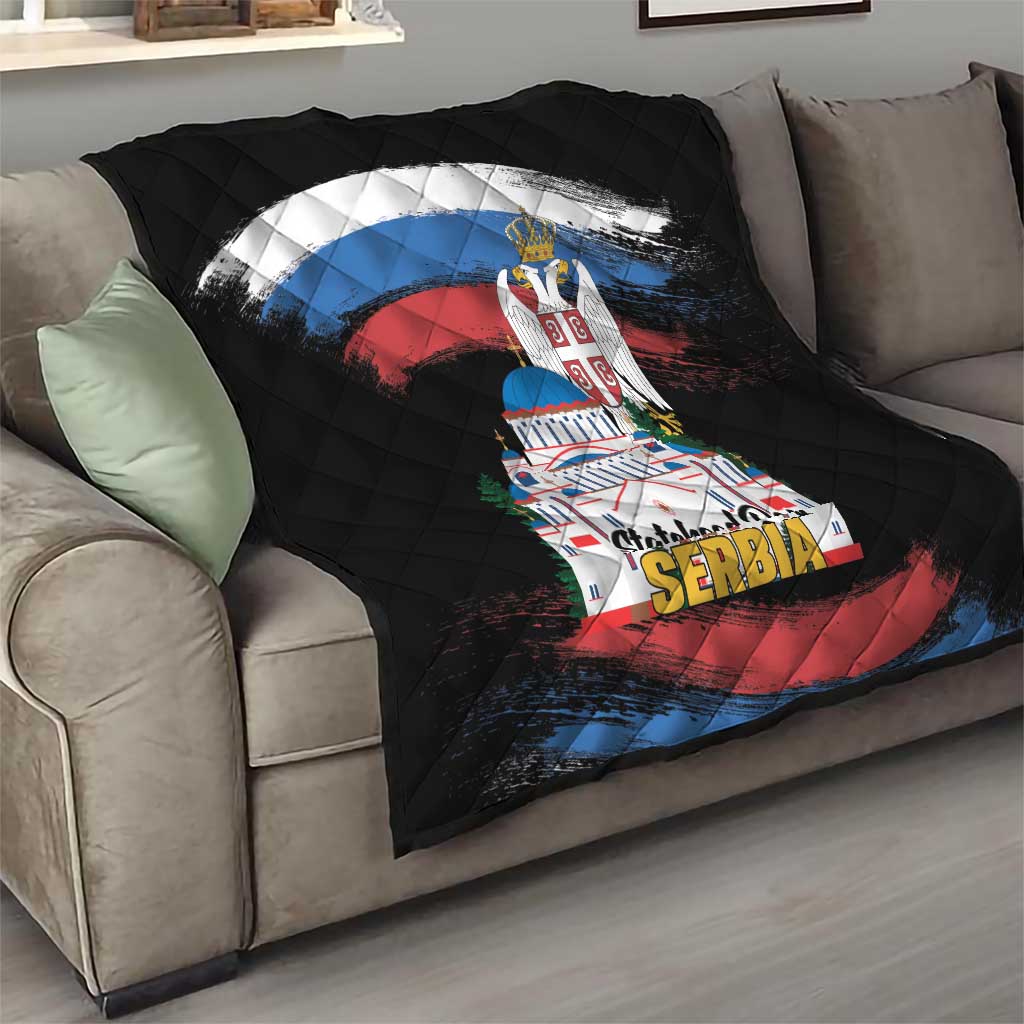 Serbia Statehood Day Quilt Saint Sava with Serbian Eagle