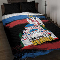 Serbia Statehood Day Quilt Bed Set Saint Sava with Serbian Eagle
