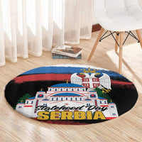 Serbia Statehood Day Round Carpet Saint Sava with Serbian Eagle