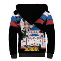 Serbia Statehood Day Sherpa Hoodie Saint Sava with Serbian Eagle