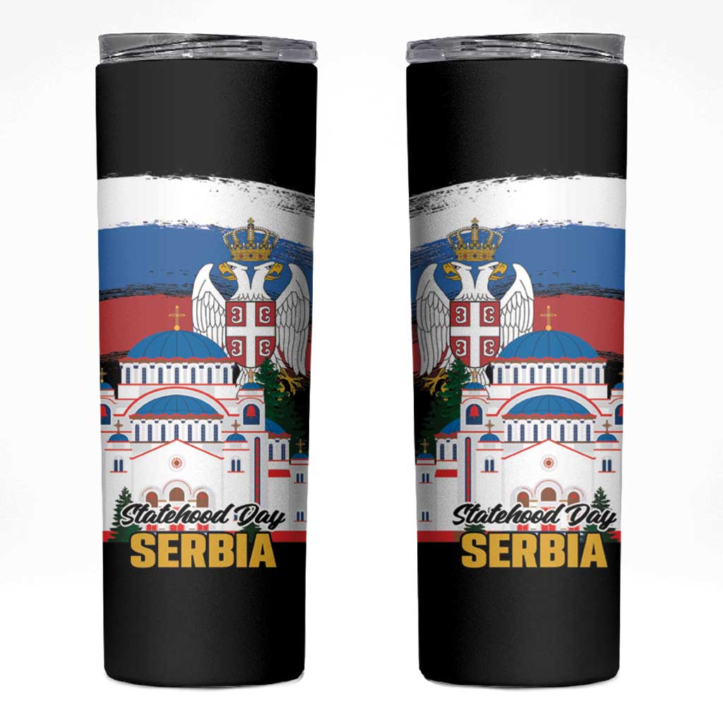 Serbia Statehood Day Skinny Tumbler Saint Sava with Serbian Eagle
