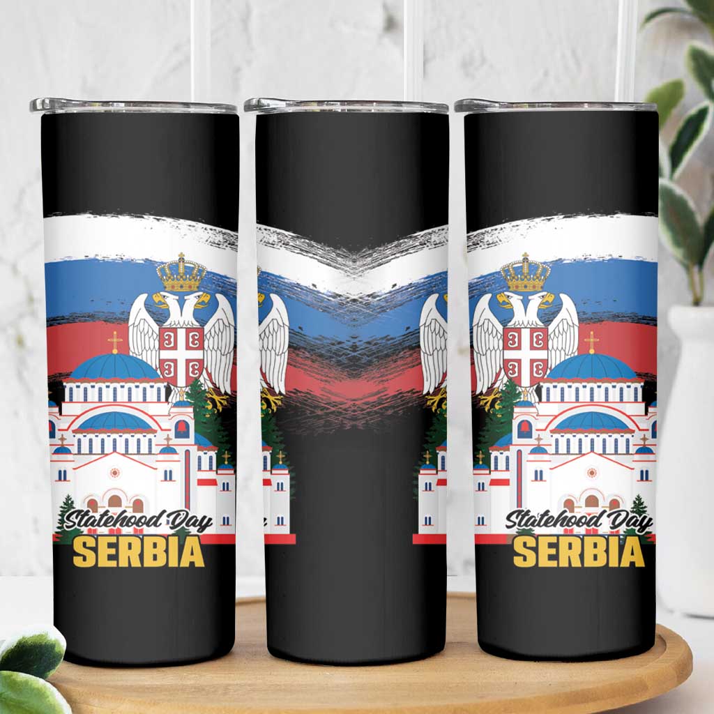 Serbia Statehood Day Skinny Tumbler Saint Sava with Serbian Eagle