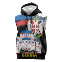 Serbia Statehood Day Sleeveless Hoodie Saint Sava with Serbian Eagle