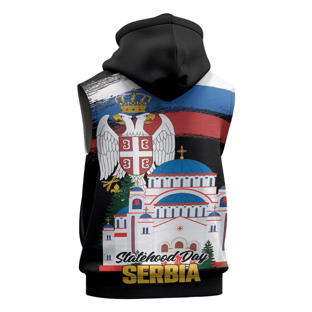 Serbia Statehood Day Sleeveless Hoodie Saint Sava with Serbian Eagle