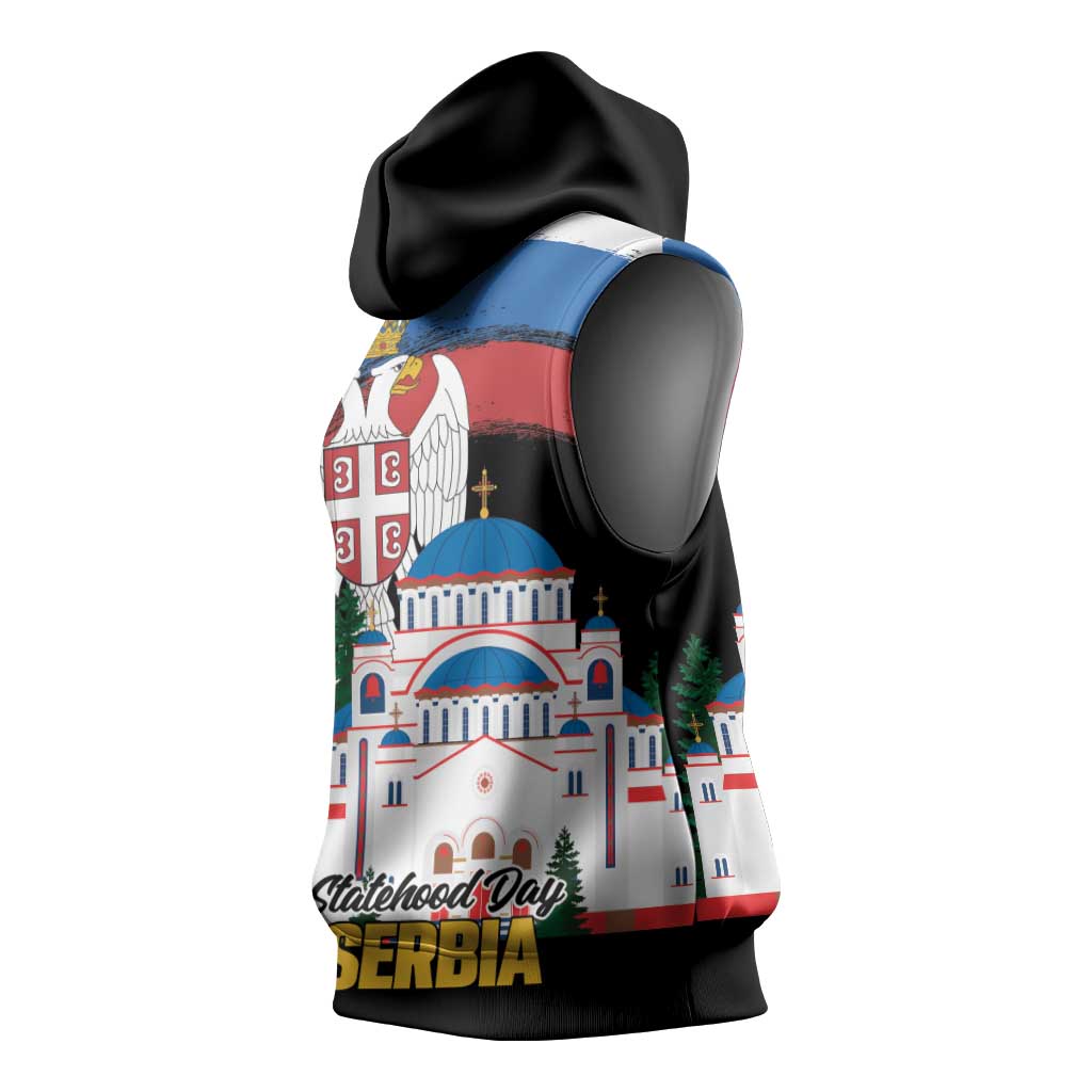 Serbia Statehood Day Sleeveless Hoodie Saint Sava with Serbian Eagle