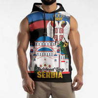 Serbia Statehood Day Sleeveless Hoodie Saint Sava with Serbian Eagle