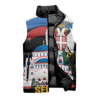 Serbia Statehood Day Sleeveless Puffer Jacket Saint Sava with Serbian Eagle