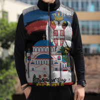 Serbia Statehood Day Sleeveless Puffer Jacket Saint Sava with Serbian Eagle